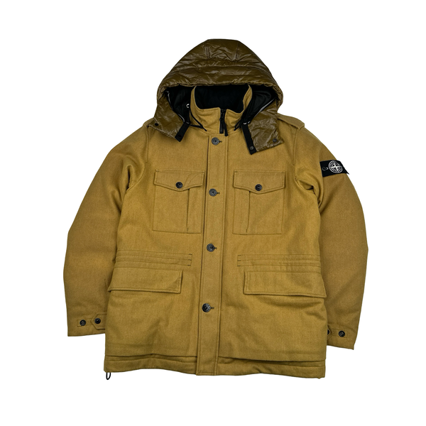Stone Island 2014 Yellow Ice Wool Blend Down Field Jacket - XL