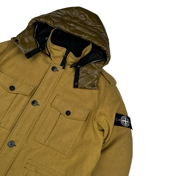 Stone Island 2014 Yellow Ice Wool Blend Down Field Jacket - XL