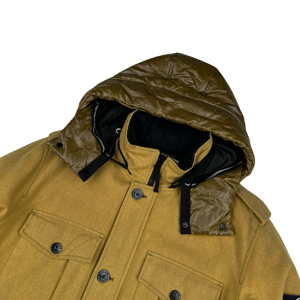 Stone Island 2014 Yellow Ice Wool Blend Down Field Jacket - XL