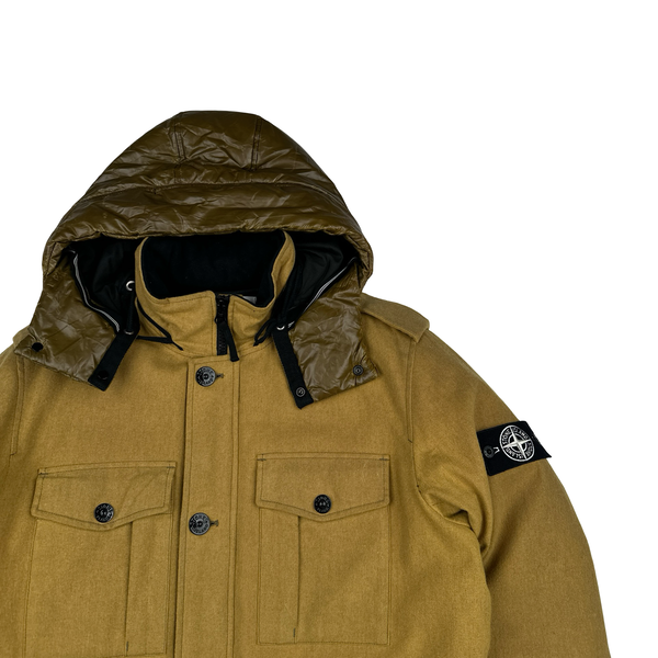 Stone Island 2014 Yellow Ice Wool Blend Down Field Jacket - XL