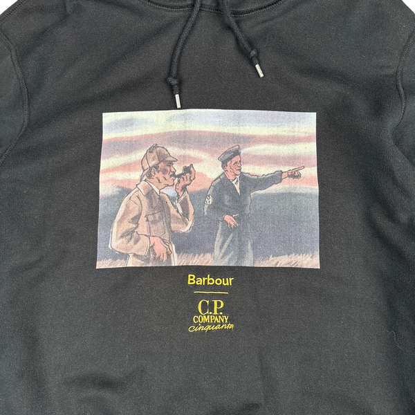 CP Company x Barbour Cinquanta Black Pull Over Hoodie  - XXL