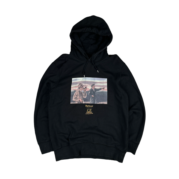 CP Company x Barbour Cinquanta Black Pull Over Hoodie  - XXL