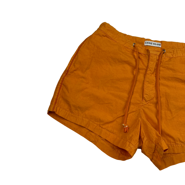 Stone Island Vintage Orange Logo Cotton Blend Swim Shorts - Small