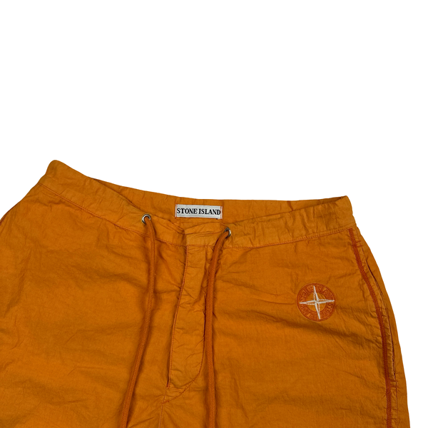Stone Island Vintage Orange Logo Cotton Blend Swim Shorts - Small