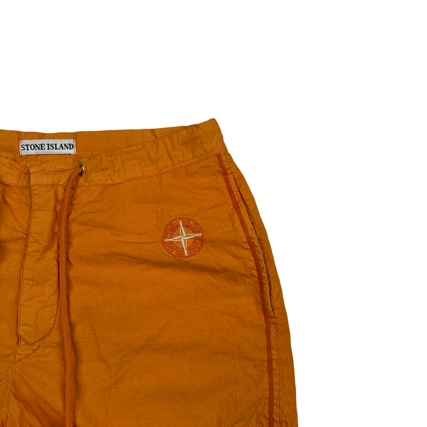 Stone Island Vintage Orange Logo Cotton Blend Swim Shorts - Small