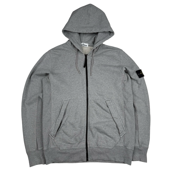 Stone Island 2013 Grey Cotton Zipped Hooded Jumper - Large