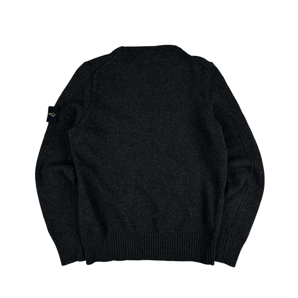 Stone Island Dark Grey Thick Knitted Pullover Jumper - Large