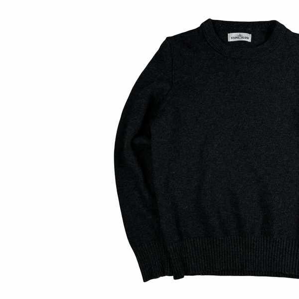 Stone Island Dark Grey Thick Knitted Pullover Jumper - Large