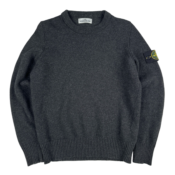 Stone Island Dark Grey Thick Knitted Pullover Jumper - Large