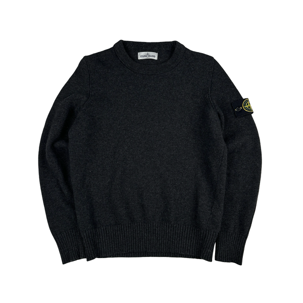 Stone Island Dark Grey Thick Knitted Pullover Jumper - Large
