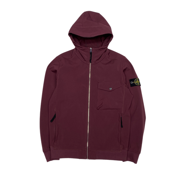 Stone Island Wine Red Fleece Lined Soft Shell R Jacket - Medium