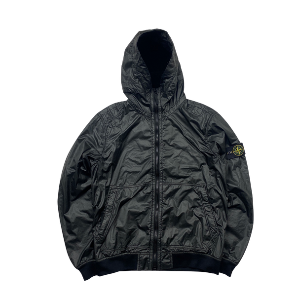 Stone Island 2018 Black Lamy Flock Hooded Jacket - Large
