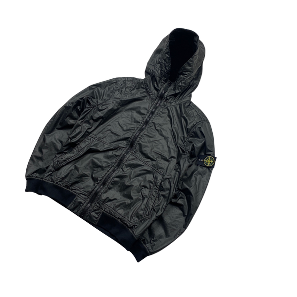 Stone Island 2018 Black Lamy Flock Hooded Jacket - Large