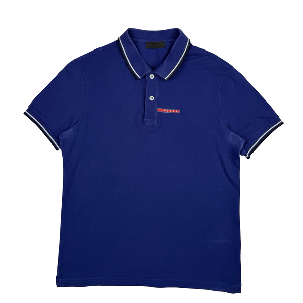 Prada Blue Cotton Polo Shirt -Large