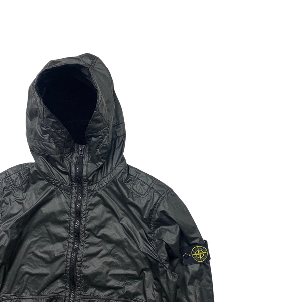 Stone Island 2018 Black Lamy Flock Hooded Jacket - Large