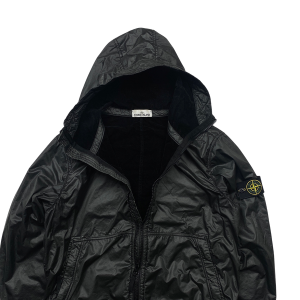 Stone Island 2018 Black Lamy Flock Hooded Jacket - Large