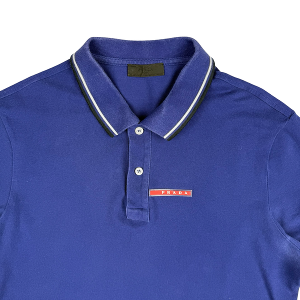 Prada Blue Cotton Polo Shirt -Large