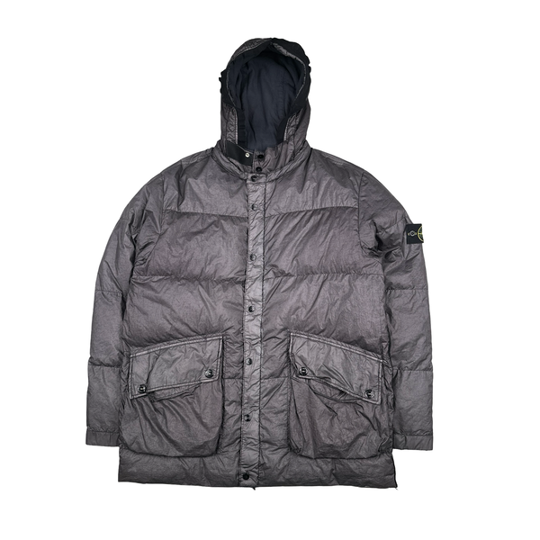 Stone Island 2003 Vintage Down Filled Grey Nylon Jacket - XL