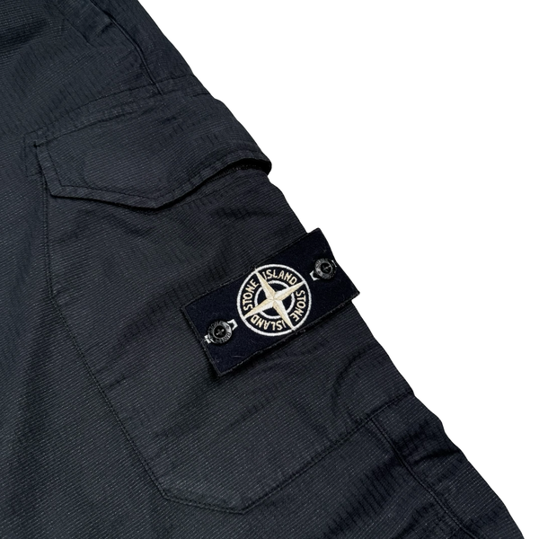 Stone Island 2019 Black Reflective Weave Cargo Trousers - 32"