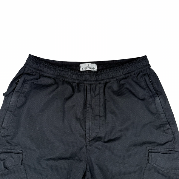 Stone Island 2019 Black Reflective Weave Cargo Trousers - 32"