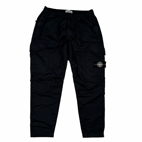 Stone Island 2019 Black Reflective Weave Cargo Trousers - 32"