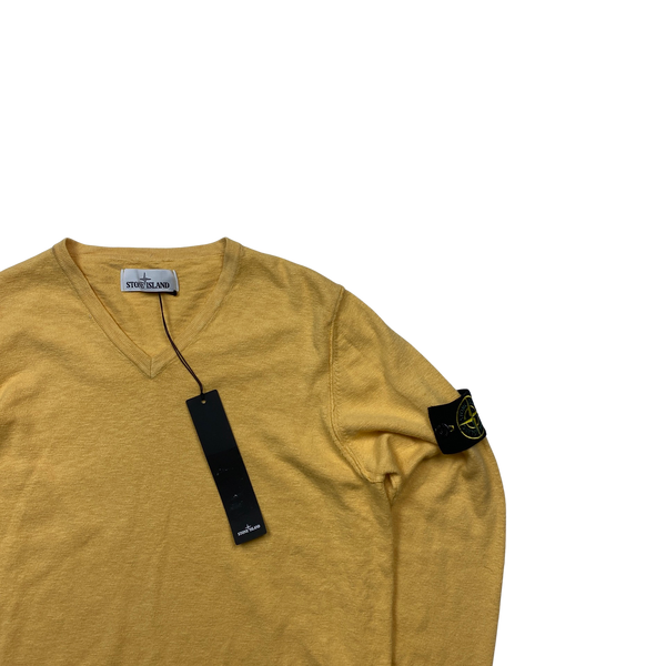 Stone Island 2017 Lightweight Yellow V-Neck Knit - Small