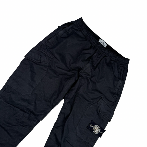 Stone Island 2019 Black Reflective Weave Cargo Trousers - 32"