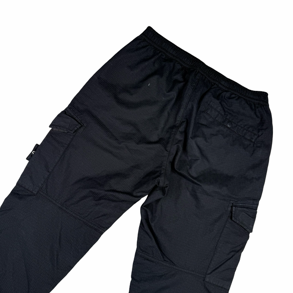 Stone Island 2019 Black Reflective Weave Cargo Trousers - 32"