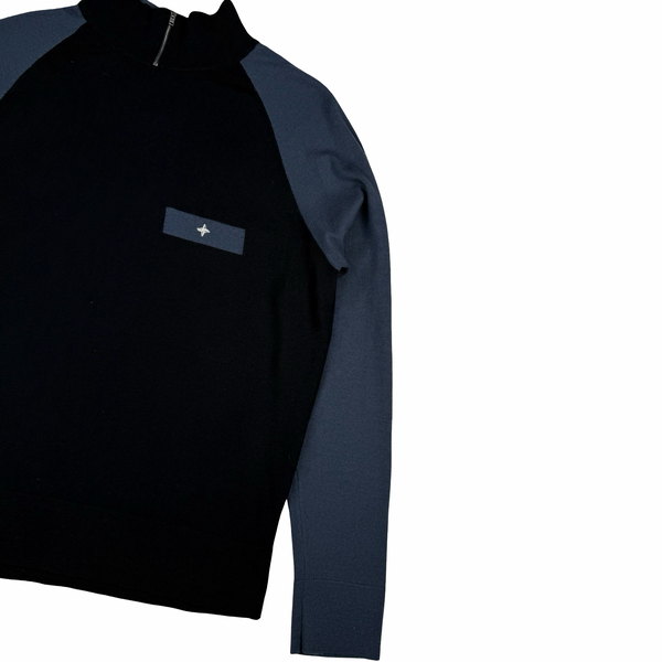 Stone Island Denims Embroidered Compass Knit Soft Wool Blend Jumper - XL