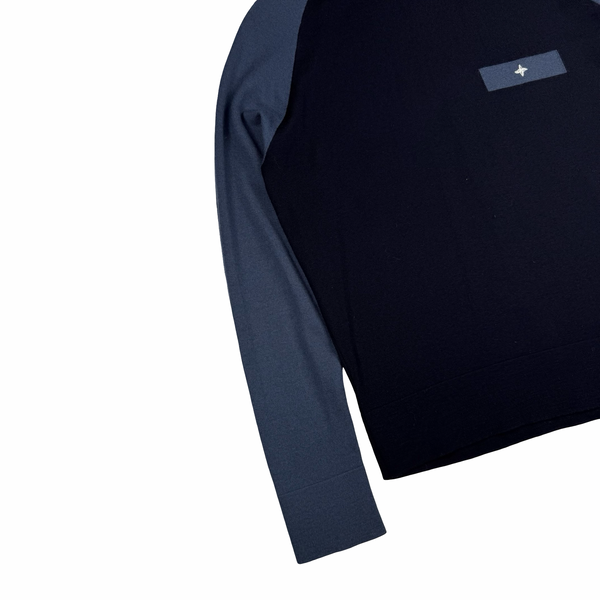 Stone Island Denims Embroidered Compass Knit Soft Wool Blend Jumper - XL