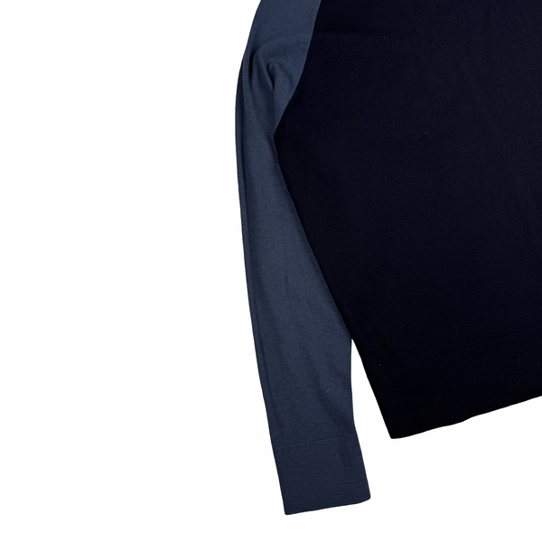 Stone Island Denims Embroidered Compass Knit Soft Wool Blend Jumper - XL