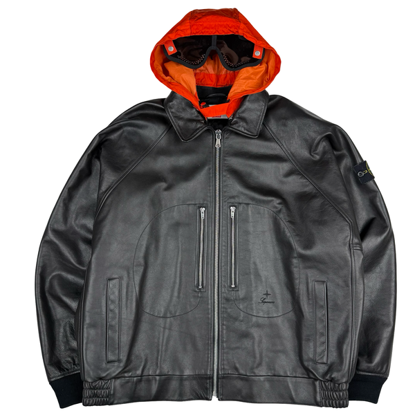 Stone Island x Supreme 2023 Full Grain Leather Helicopter Jacket - XL