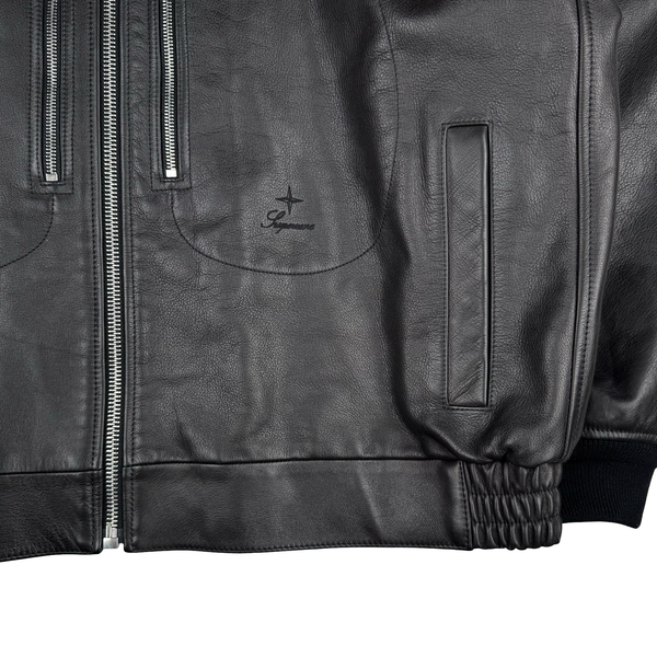 Stone Island x Supreme 2023 Full Grain Leather Helicopter Jacket - XL