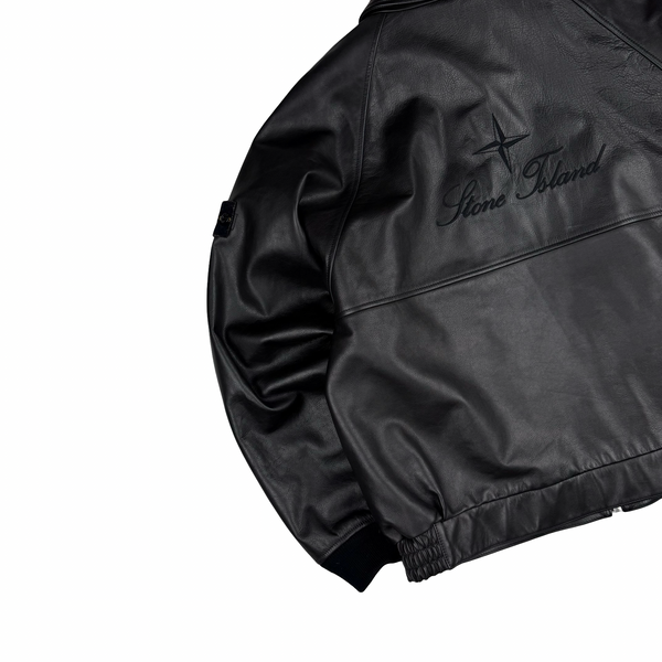 Stone Island x Supreme 2023 Full Grain Leather Helicopter Jacket - XL