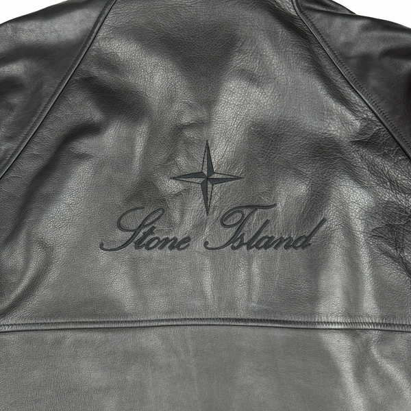 Stone Island x Supreme 2023 Full Grain Leather Helicopter Jacket - XL