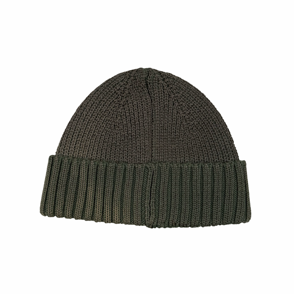 Stone Island 2017 Green Ice Knit Ribbed Wool Logo Beanie Hat - One-size