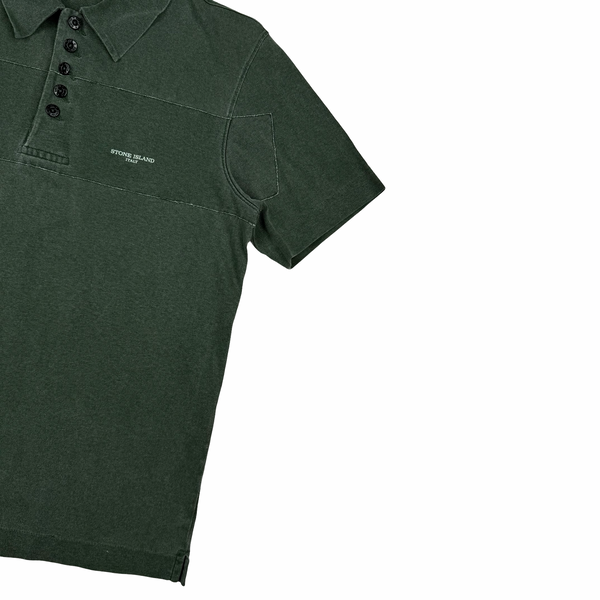 Stone Island Italy 2006 Green Vintage Spellout Cotton Polo - Medium
