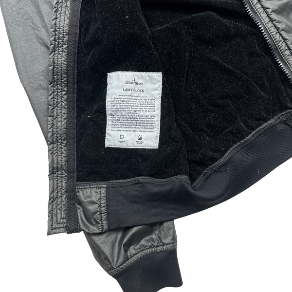 Stone Island Black Lamy Flock Hooded Jacket - Small