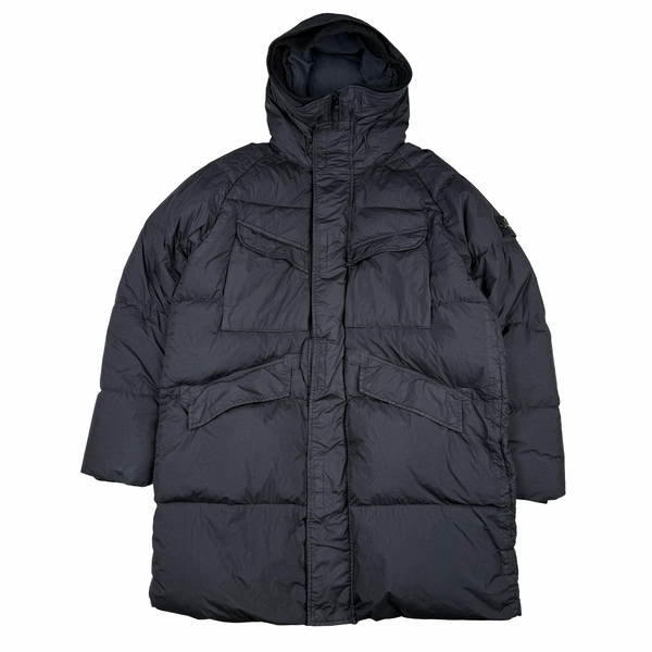 Stone Island 2022 Black Garment Dyed Crinkle Reps R-NY Down TC Puffer - Large