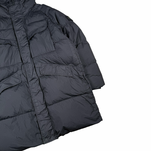 Stone Island 2022 Black Garment Dyed Crinkle Reps R-NY Down TC Puffer - Large