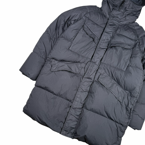 Stone Island 2022 Black Garment Dyed Crinkle Reps R-NY Down TC Puffer - Large