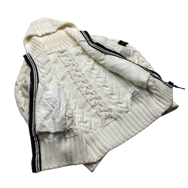 Stone Island 2008 White Cable President Knit Zipped Jumper - XL