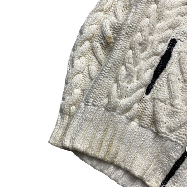 Stone Island 2008 White Cable President Knit Zipped Jumper - XL