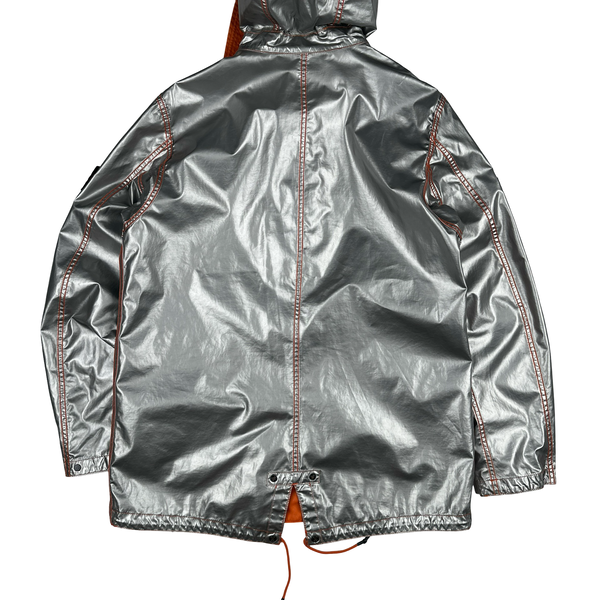 Stone Island Reversible Silver Spaceman Raso Gommato Jacket - Large