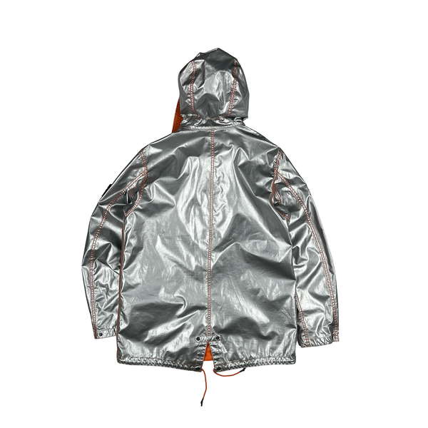 Stone Island Reversible Silver Spaceman Raso Gommato Jacket - Large