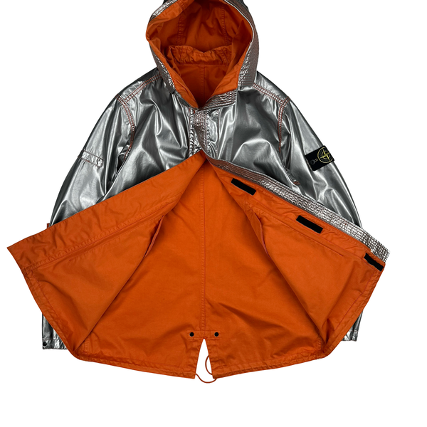 Stone Island Reversible Silver Spaceman Raso Gommato Jacket - Large