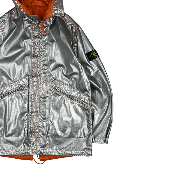 Stone Island Reversible Silver Spaceman Raso Gommato Jacket - Large