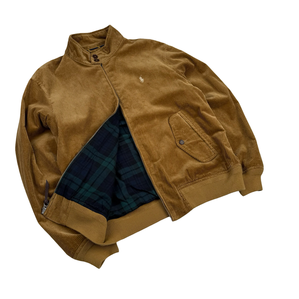 Ralph Lauren Tan Brown Corduroy Cotton Lined Zipped Jacket - Medium