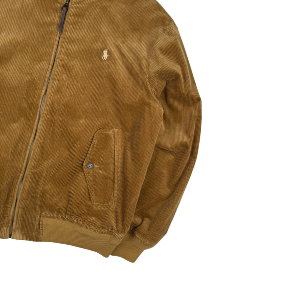 Ralph Lauren Tan Brown Corduroy Cotton Lined Zipped Jacket - Medium