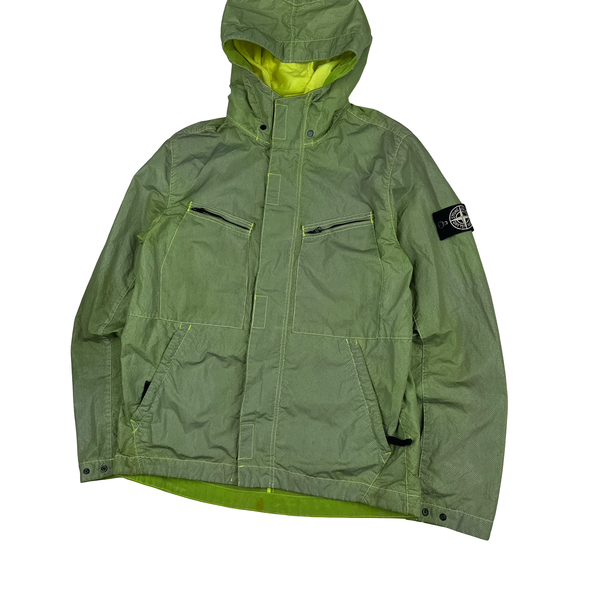 Stone Island 2016 Green Silver Pixel Reflective Hooded Jacket - Medium